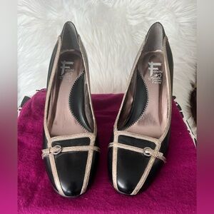 Carlos Falchi Black and Gold Women's Heels